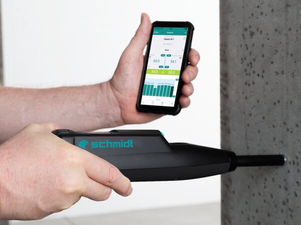 Silver Schmidt OS8200 Concrete strength and uniformity testing using rebound hammer technology