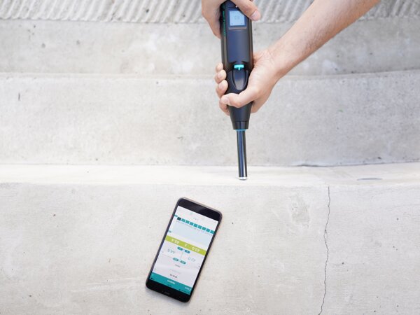 Silver Schmidt OS8200 Concrete strength and uniformity testing using rebound hammer technology